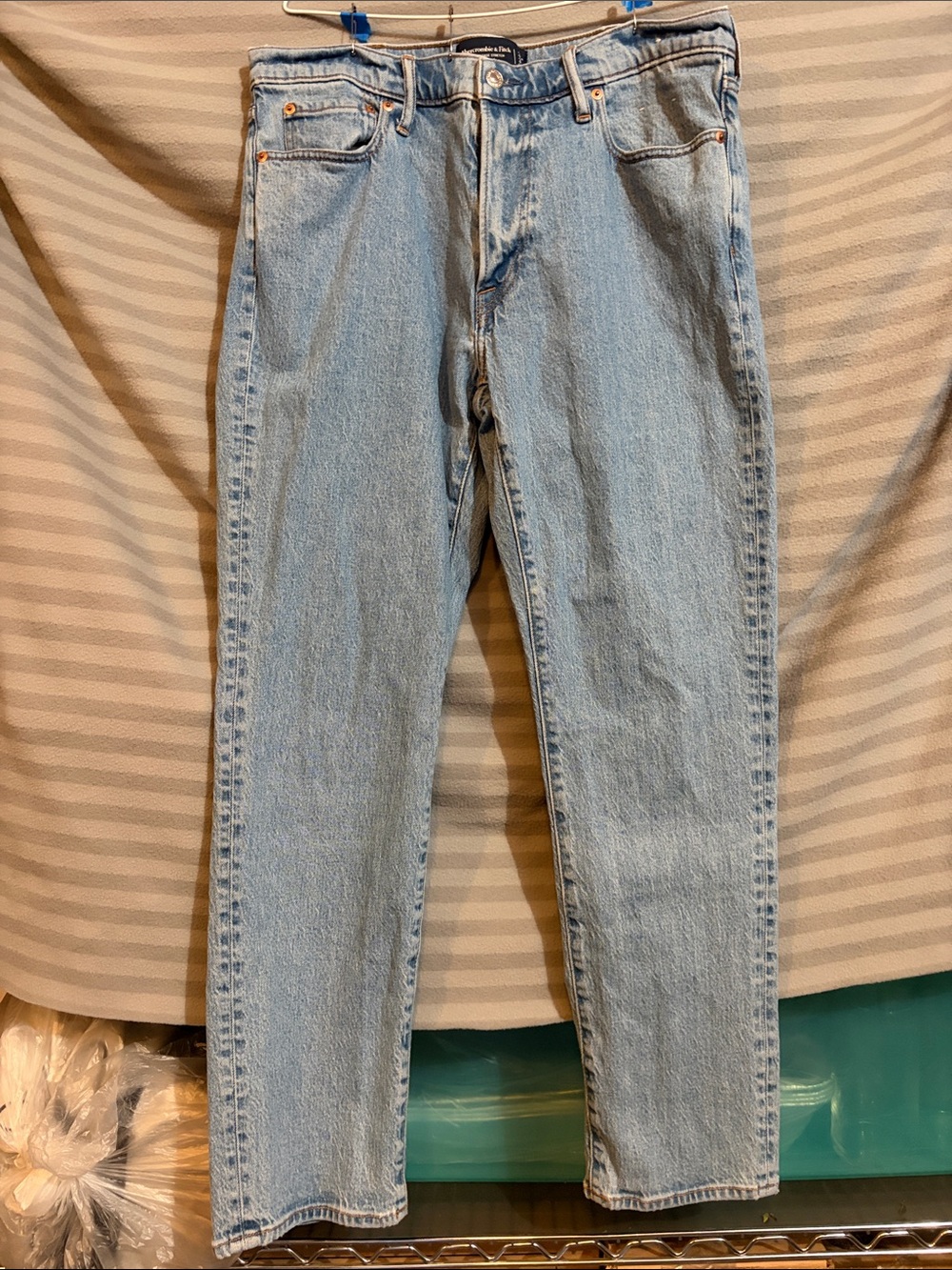Abercrombie & Fitch Light Blue Straight-Leg Mens Jeans